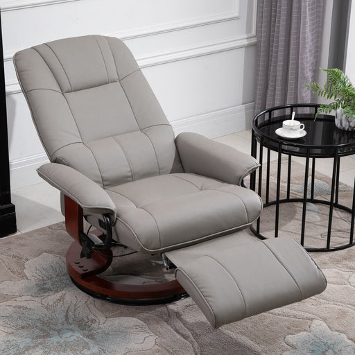 HOMCOM Faux Leather Recliner Armhair with Footrest - Grey - Green4Life