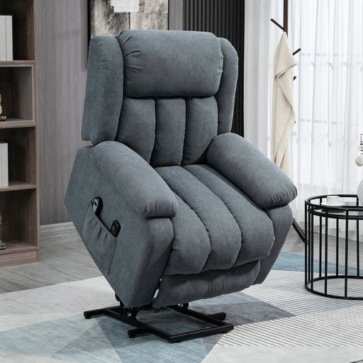 Oversized Riser and Recliner Armchair for the Elderly, with Massage Function, Remote Control & Side Pocket -  Dark Grey - Green4Life