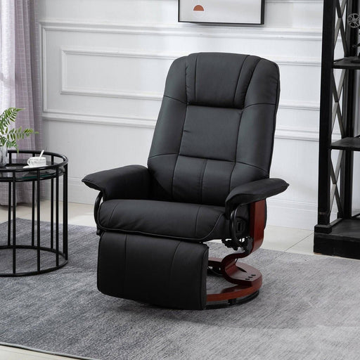 Faux Leather Recliner Armchair with Footrest - Black - Green4Life