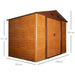 Outsunny 6.3 x 9.1 ft Steel Wood Effect Garden Shed with Foundation - Brown - Green4Life