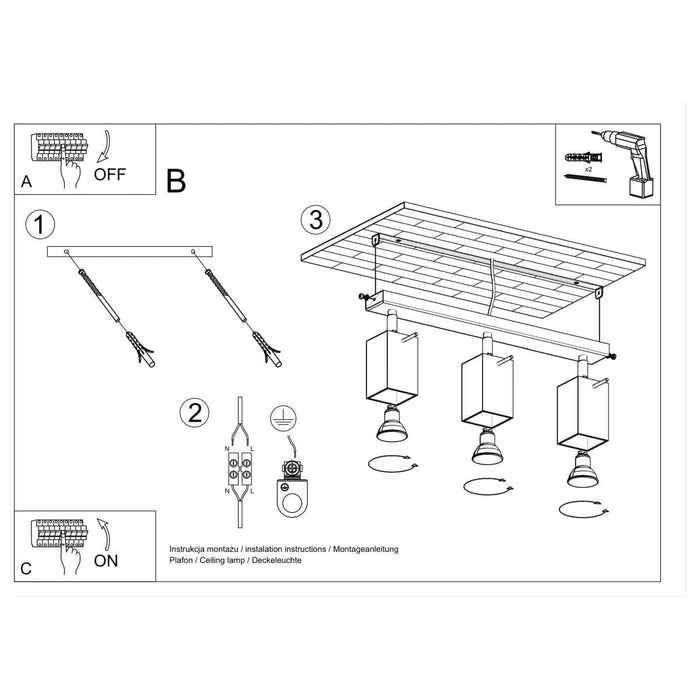 Ceiling lamp MERIDA 3 black - Green4Life