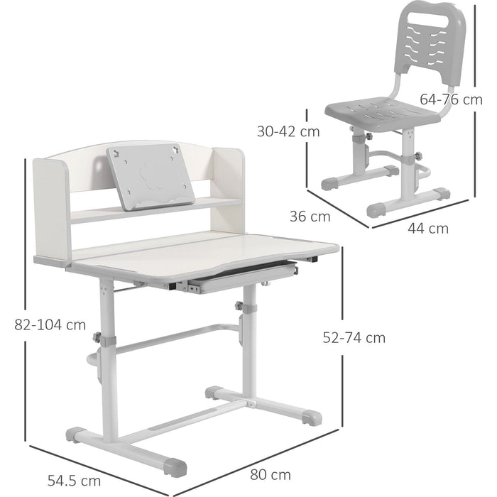 Slate Grey Elevate-and-Study Adjustable Desk and Chair for Kids - Green4Life