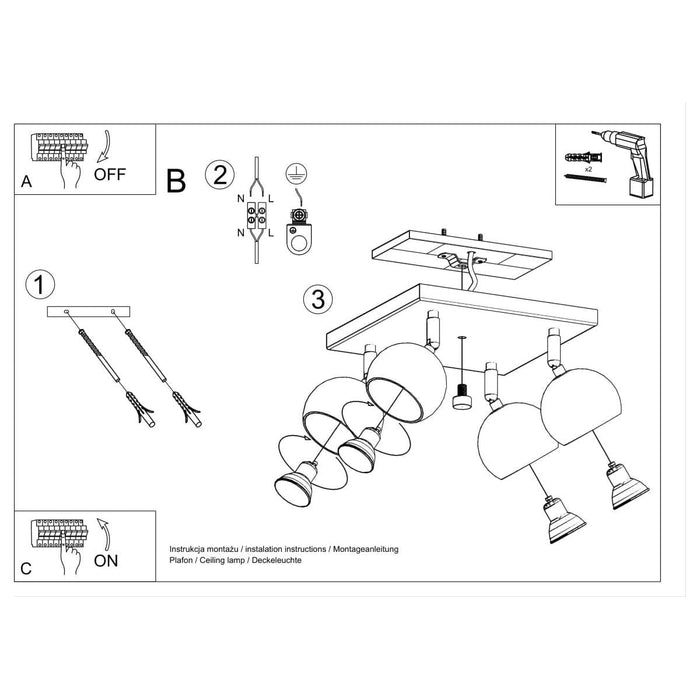 Ceiling lamp OCULARE 4 white - Green4Life