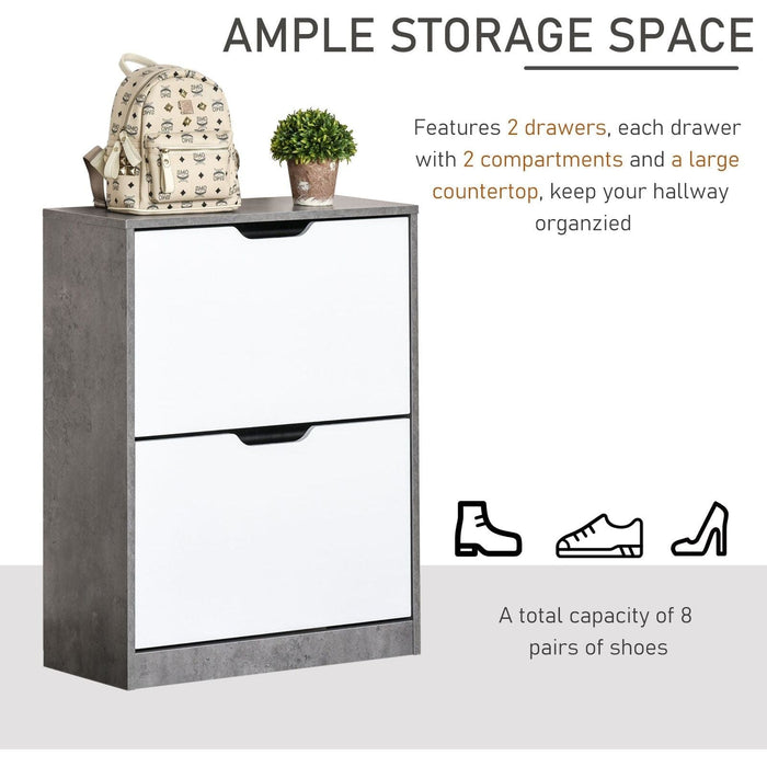 Two Drawer Shoe Cabinet - Grey/White - Green4Life