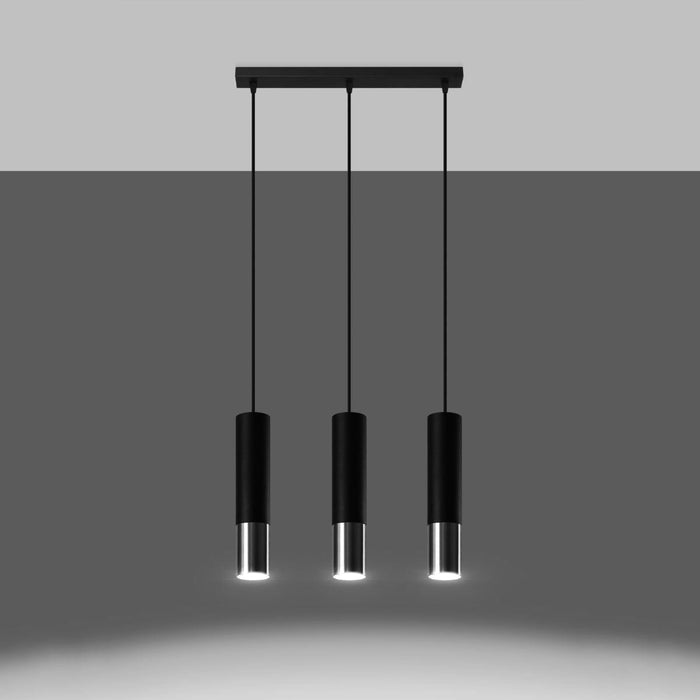 Pendant lamp LOOPEZ 3L black/chrome - Green4Life