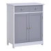 kleankin Bathroom Storage Cabinet Unit with 2 Drawers and Adjustable Shelves 75x60cm - Grey and White - Green4Life