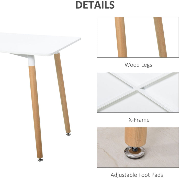 Scandinavian Style Dining Table with Wooden Legs - White (Chairs not included) - Green4Life