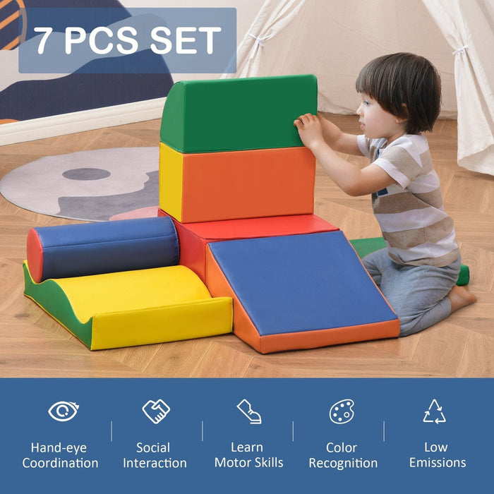 7 Piece Soft Play Blocks Climb and Crawl Activity Play Set - Green4Life