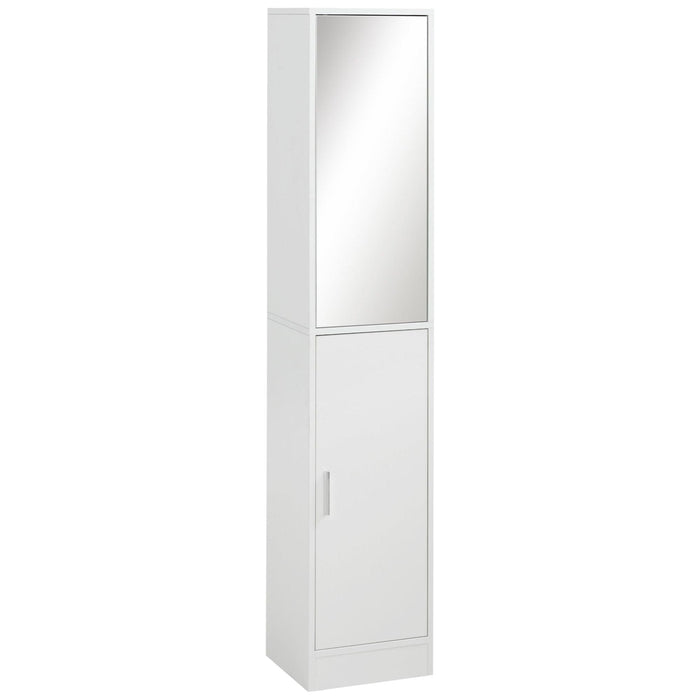 kleankin Tall Mirrored Bathroom Cabinet with Adjustable Shelves - White - Green4Life