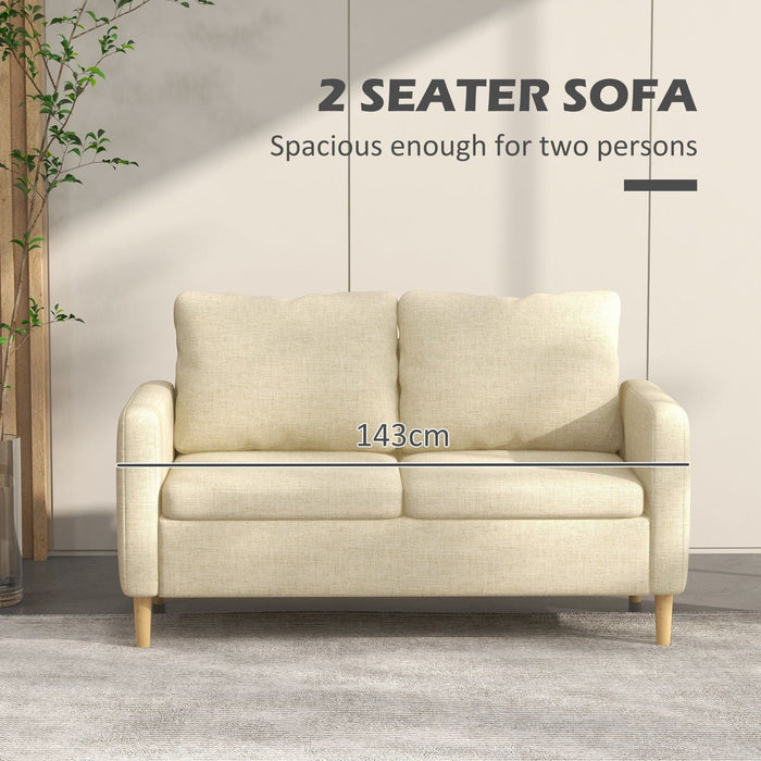 2 Seater Sofa with Wooden Legs and 2 Side Pockets - Beige - Green4Life