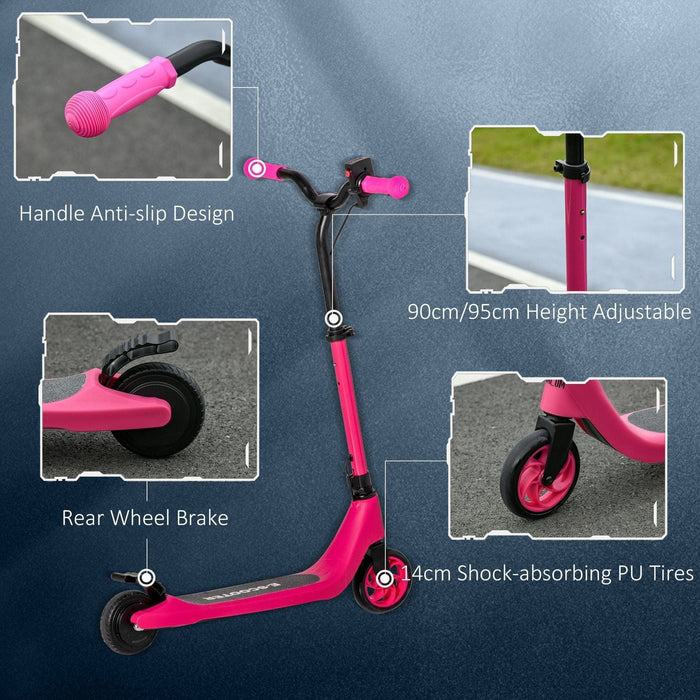 Electric Scooter 120W with 2 Adjustable Heights & Rear Brake, Suitable for 6+ Years Old - Pink - Green4Life