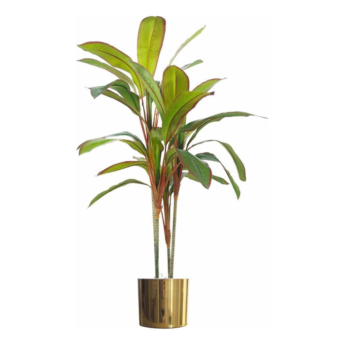 100cm Artificial Potted Dracaena Tropical Plant with Gold Metal Plater - Green4Life