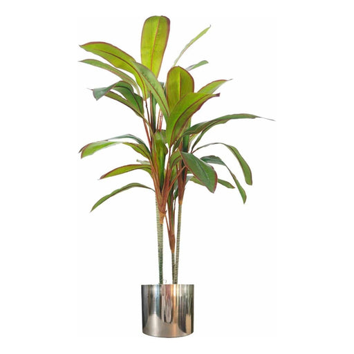 100cm Artificial Potted Dracaena Tropical Plant with Silver Metal Plater - Green4Life