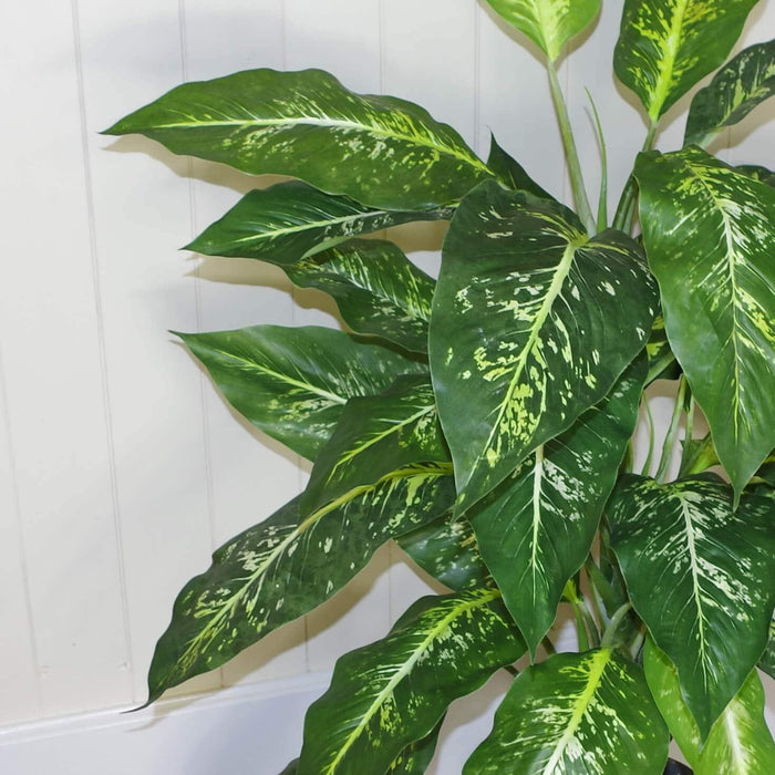 100cm Large Fox’s Aglaonema (Spotted Evergreen) Tree Artificial Plant with Gold Metal Planter - Green4Life