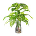 100cm Large Fox's Aglaonema (Spotted Evergreen) Tree Artificial Plant with Silver Metal Planter - Green4Life