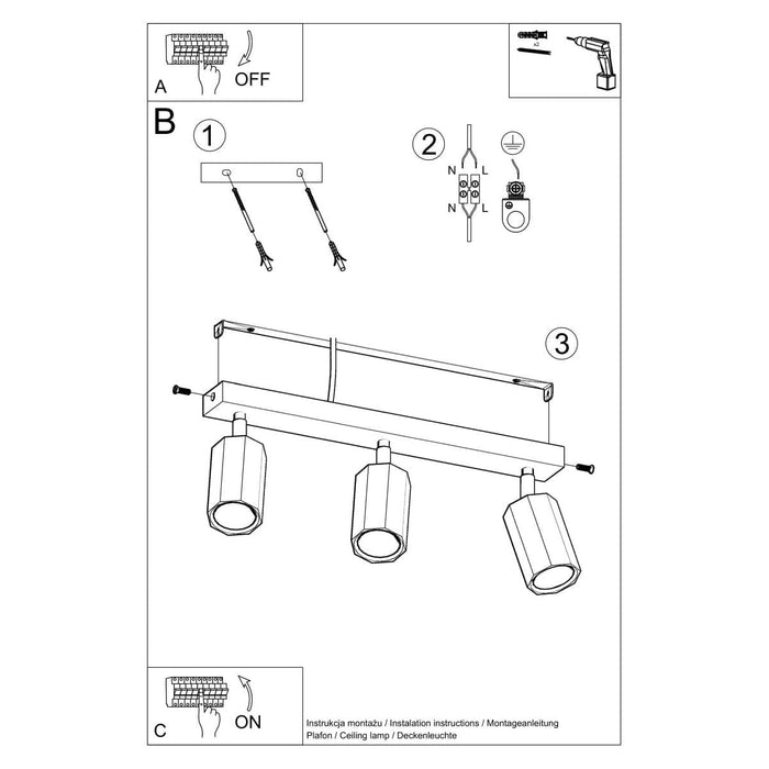 Ceiling lamp ZEKE 3 oak - Green4Life