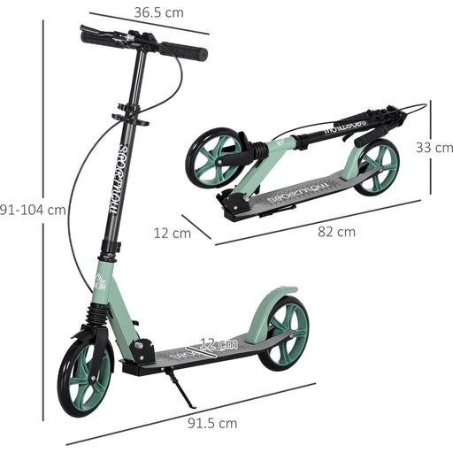 One-click Folding Scooter with Kickstand & Adjustable Handlebar - Green/Black - Green4Life