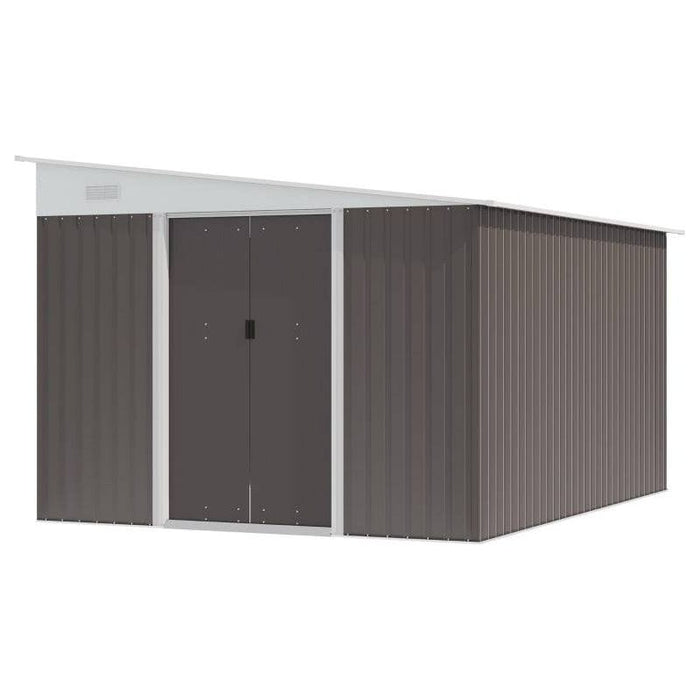 11 x 9 ft (280W x 345L cm) Metal Garden Storage Shed with Sloped Roof, Double Sliding Doors & 2 Air Vents - Grey - Outsunny - Green4Life