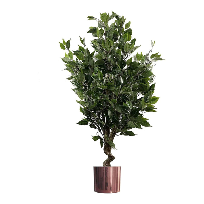 110cm Artificial Evergreen Ficus Tree Copper Planter - Green4Life