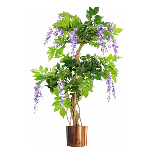 110cm Artificial Purple Wisteria Tree with Copper Metal Planter - Green4Life