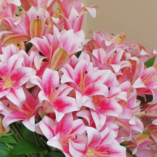 12 x 60cm Artificial Lily Stem Pink (144 Flowers) - Green4Life