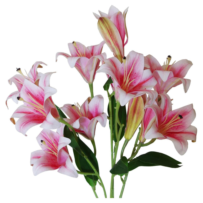 12 x 60cm Artificial Lily Stem Pink (144 Flowers) - Green4Life