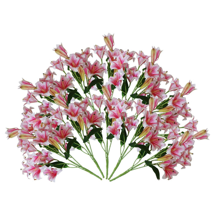 12 x 60cm Artificial Lily Stem Pink (144 Flowers) - Green4Life