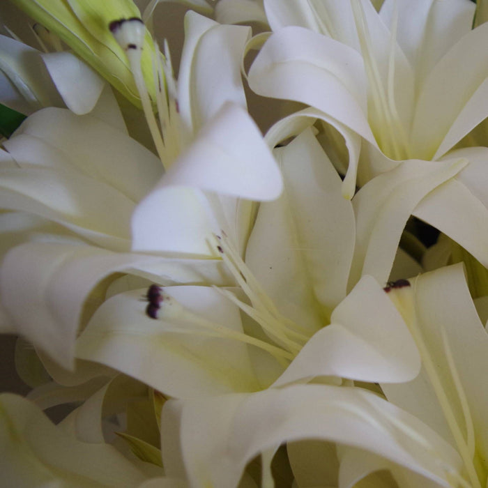 12 x 60cm Artificial Lily Stem White (144 Flowers) - Green4Life