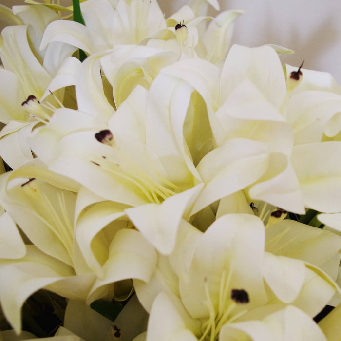 12 x 60cm Artificial Lily Stem White (144 Flowers) - Green4Life