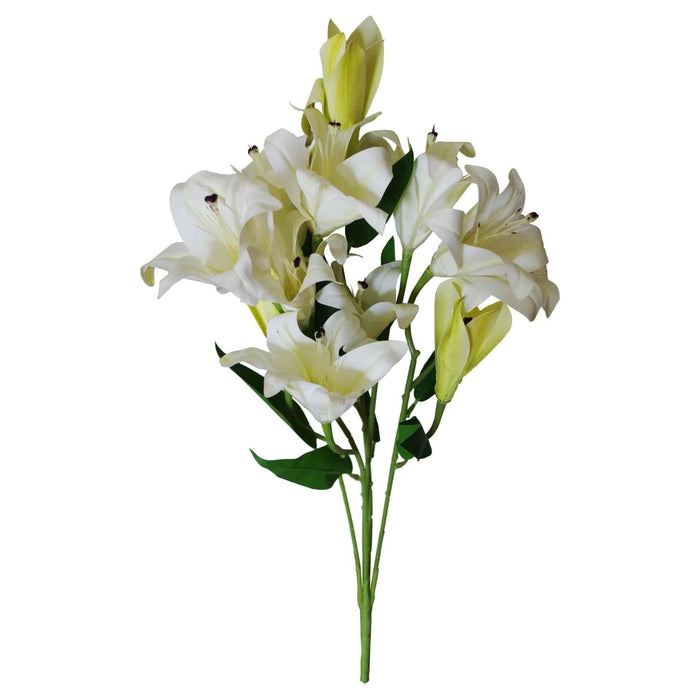 12 x 60cm Artificial Lily Stem White (144 Flowers) - Green4Life