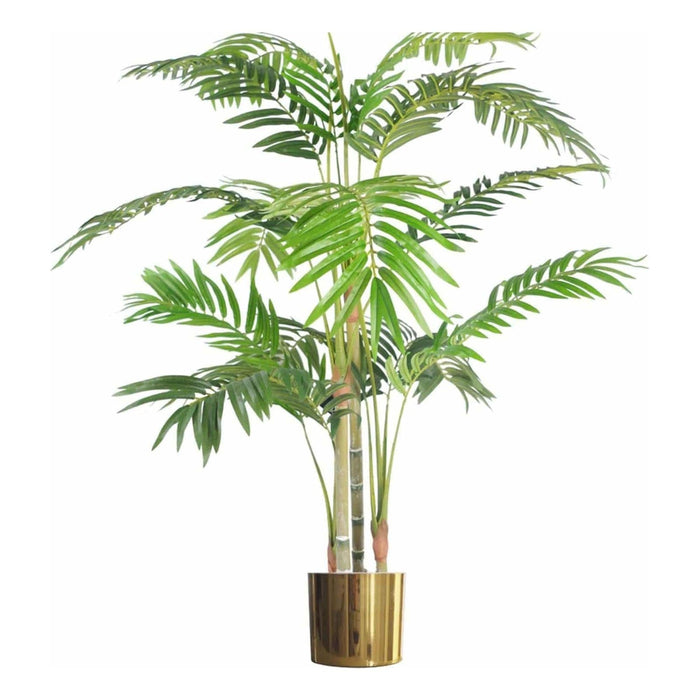 120cm (4ft) Artificial Areca Palm with Gold Metal Planter - Premium Range - Green4Life