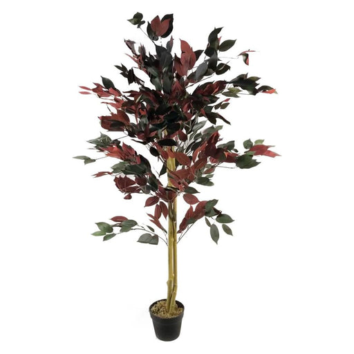 120cm (4ft) Artificial Dark Red Green Ficus Plant - Extra Large - Green4Life