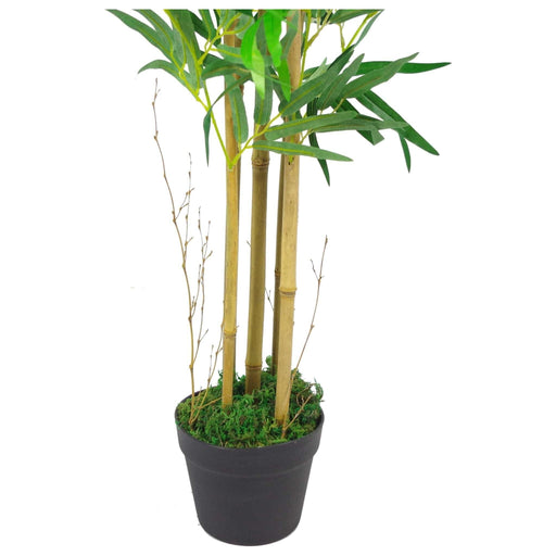 120cm (4ft) Natural Look Artificial Bamboo Plants Trees with Silver Metal Planter - Green4Life