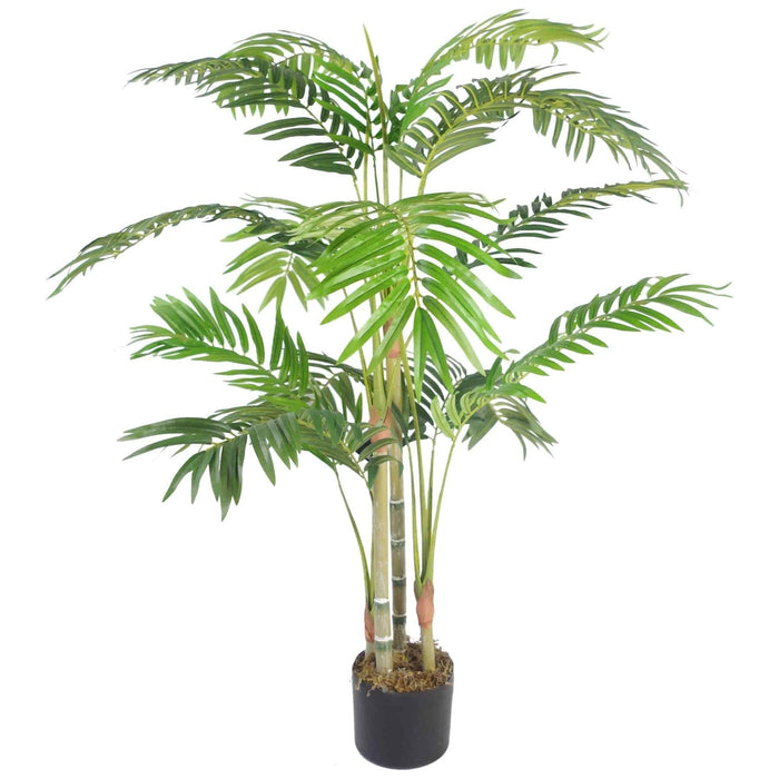 120cm (4ft) Premium Artificial Areca Palm with pot with Silver Metal Planter - Green4Life