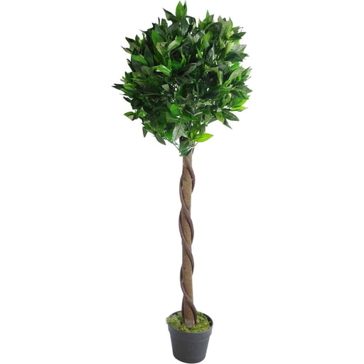 120cm (4ft) Twist Natural Trunk Artificial Topiary Bay Laurel Ball Tree - Green4Life