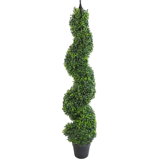 120cm Boxwood Tower Artificial Topiary Tree Spiral with Metal Top - Green4Life