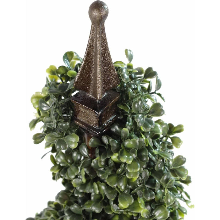 120cm Boxwood Tower Artificial Topiary Tree Spiral with Metal Top - Green4Life