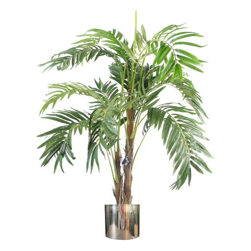 120cm Premium Artificial palm tree with pot with Silver Metal Planter - Green4Life