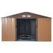 13 x 11 ft (330L x 372W x 200H cm) Metal Shed with Foundation and Ventilation Slots - Brown - Outsunny - Green4Life