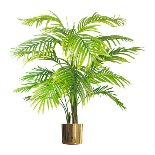 130cm Artificial Areca Palm Tree - Extra Large with Gold Metal Planter - Green4Life