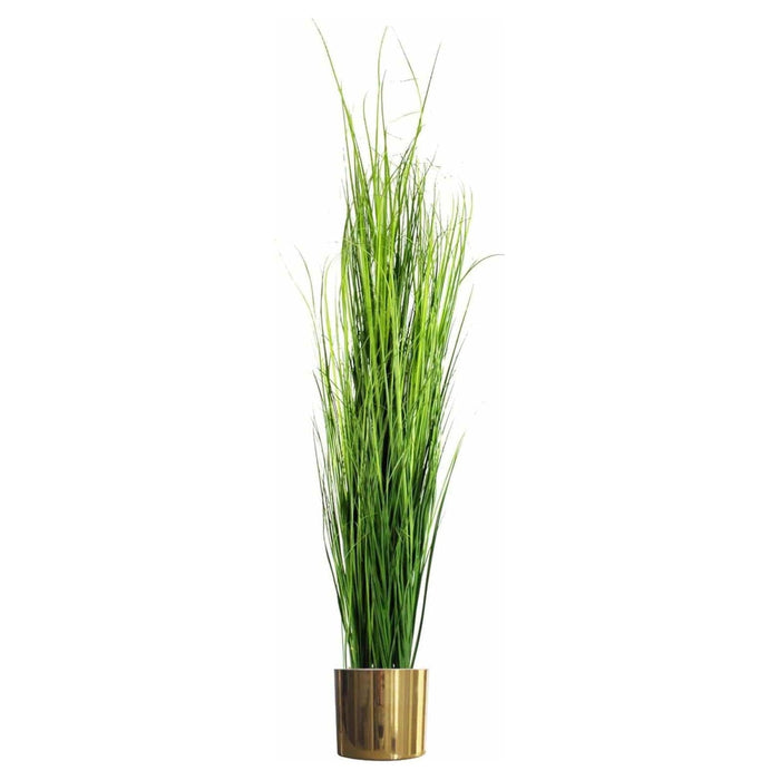 130cm Artificial Onion Grass Plant with Gold Metal Planter - Green4Life