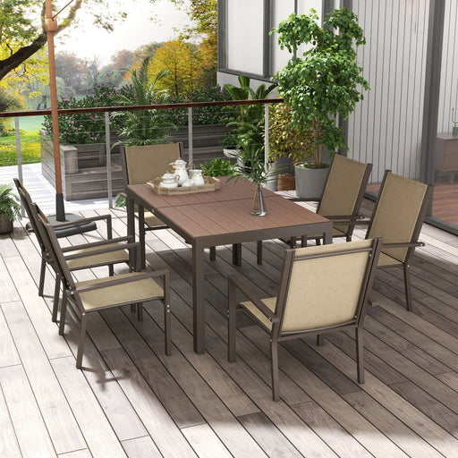 7-Piece Dining Set with Table and Stackable Chairs - Outsunny - Green4Life