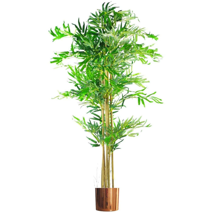 150cm (5ft) Natural Look Artificial Bamboo Plants Trees - XL with Copper Metal Planter - Green4Life