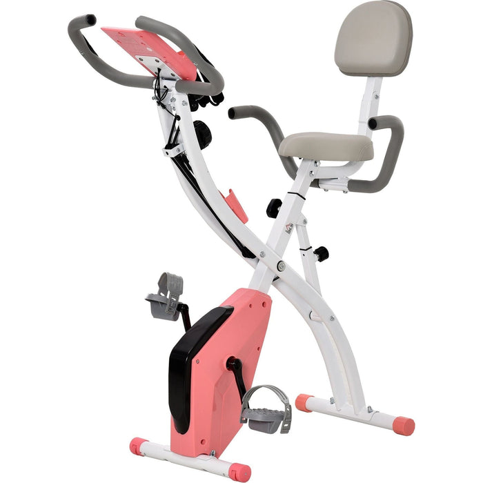 Foldable Magnetic Recumbent Exercise Bike with Resistance Bands - Pink - Green4Life