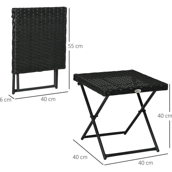 Outsunny Compact Charm Folding Rattan Table - Black - Green4Life