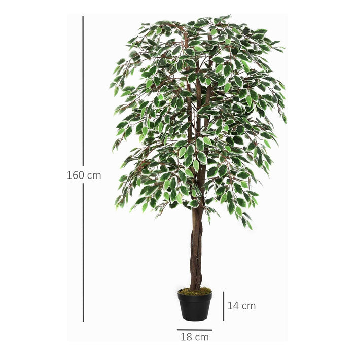 160cm Artificial Potted Ficus Silk Tree - Outsunny - Green4Life