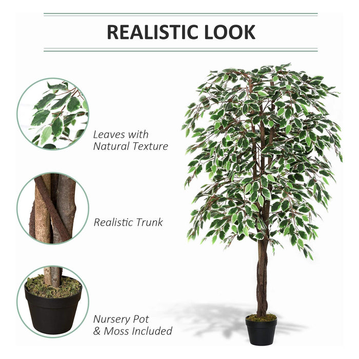 160cm Artificial Potted Ficus Silk Tree - Outsunny - Green4Life