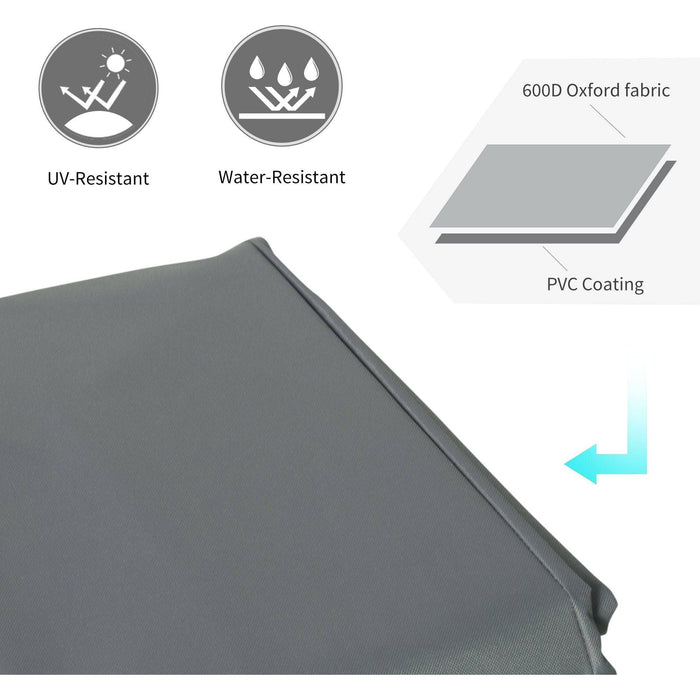 190.5L x 72W x 63-76Hcm Rectangular Furniture Cover UV Resistant and Waterproof - Grey - Outsunny - Green4Life