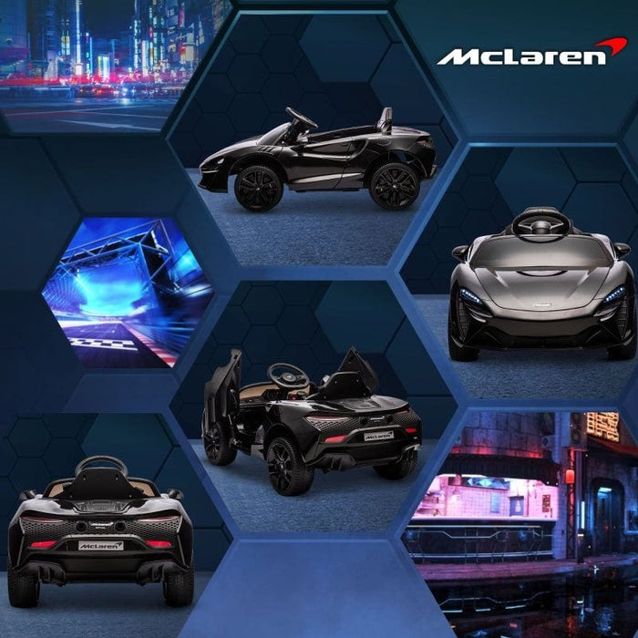 McLaren Licensed Kids Electric Ride-On Car 12V Powered with Parental Remote Control, Music, Horn, Headlights, MP3 Slot, Suspension Wheels (HOMCOM) - Black - Green4Life