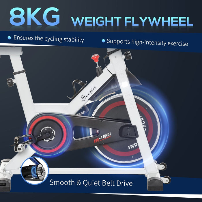 Exercise Bike 8kg Flywheel with LCD Display, Adjustable Resistance, Seat & Handlebar - Green4Life